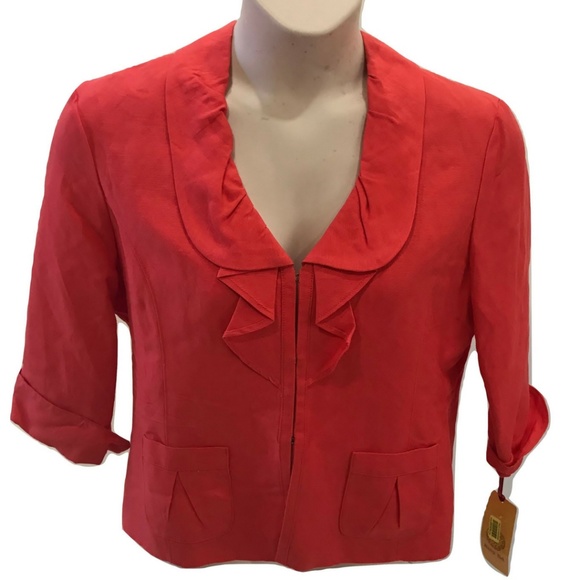 Ruby Rd. Jackets & Blazers - Ruby Rd 14 Orange Blazer Linen NEW Solid Modern